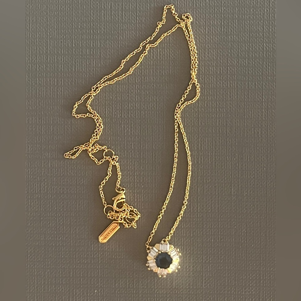 Stella & Dot - Heirloom Necklace gold finish with clear and sapphire crystals.